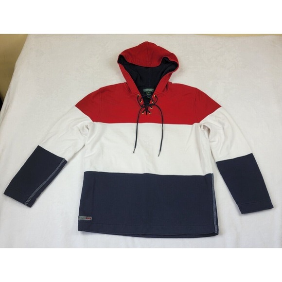 Lauren Jeans Co Rugby Pull Over Drawstring Hooded Mens‎ M Colorblock Heavyweight - Picture 1 of 8